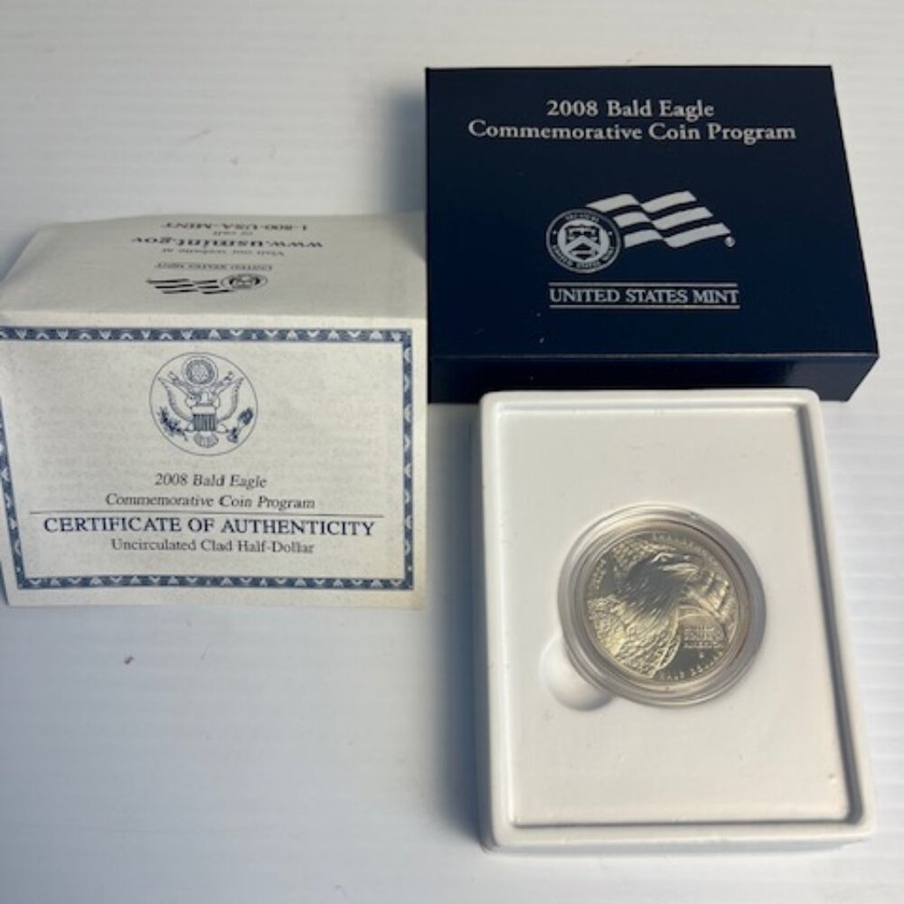 The 2008-S Bald Eagle Commemorative coin is a modern silver/clad half-dollar coi